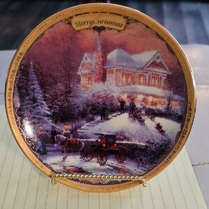 Thomas Kincade Christmas Decorative Plate with Winter Scene,  Collector #7116A